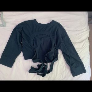 Free people beach blue wrap open back sweater